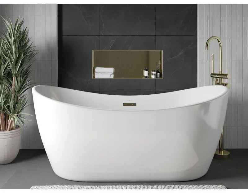 Mexen X-Wall-NR, polička na zapustenie pod obklad bez goliera 75 x 30 cm, zlatá lesklá, 1951753010