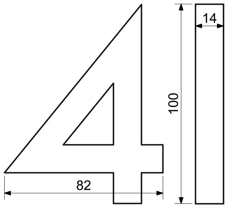 Domové číslo "4", RN.100LV, brúsené, čierna