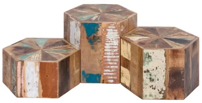 furniture-nabytek.cz - Konferenční stolek Wakefield šestihranný H35 z recyklovaného dřeva