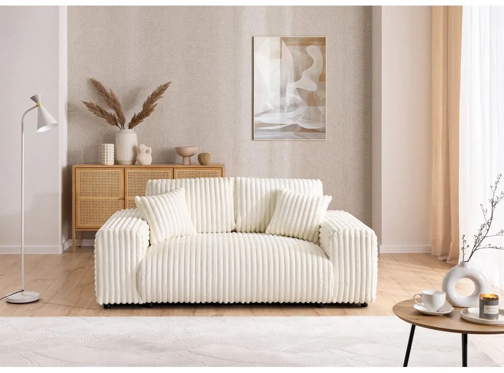 Krémová menčestrová pohovka 178 cm Justin – Ropez