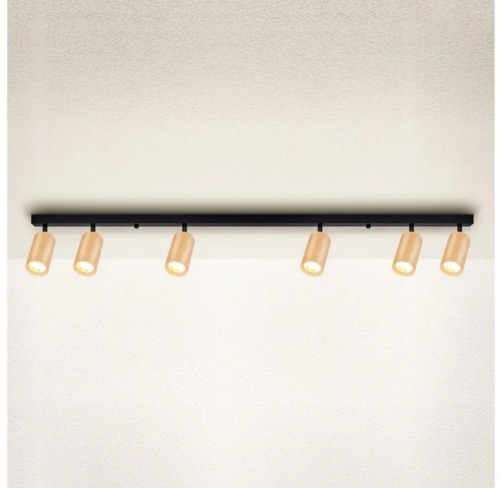 Brilagi - Bodové svietidlo SELE 6xGU10/30W/230V čierna/dekor duba