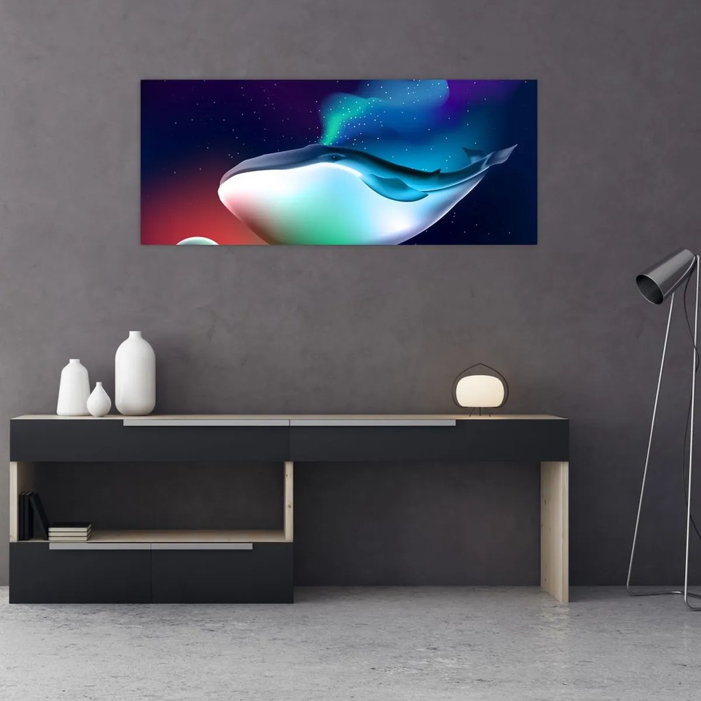 Obraz - Veľryba vo vesmíre (120x50 cm)