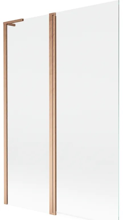 Mexen Mist L, 2-krídlová vaňová zástena 120 x 150 cm, číre sklo, medený matný profil, 8A9L-120-011-65-00