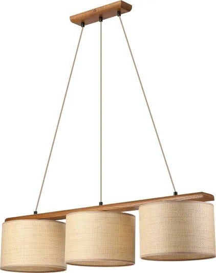 Luster na lanku AIDA 3xE27/15W/230V pr. 25 cm dub/rafia