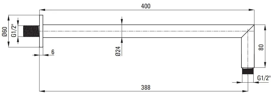 Deante Cascada, podomietkové sprchové rameno 40 cm, zlatá lesklá, DEA-NAC_Z45K