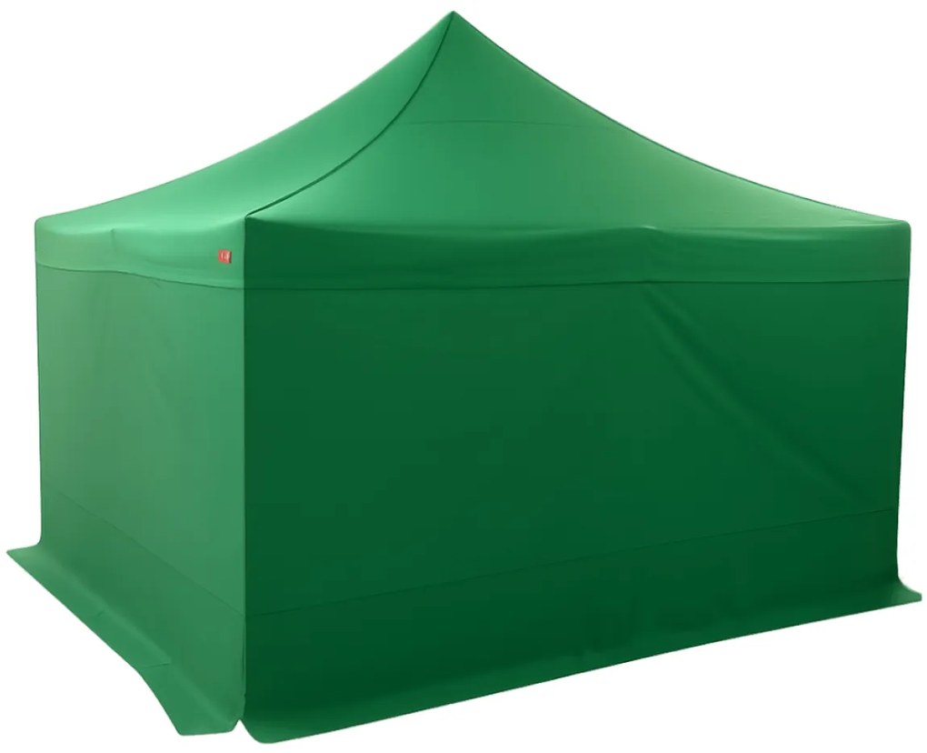 Rýchlorozkladací nožnicový stan 4x4m – oceľový, Zelená, 4 bočné plachty