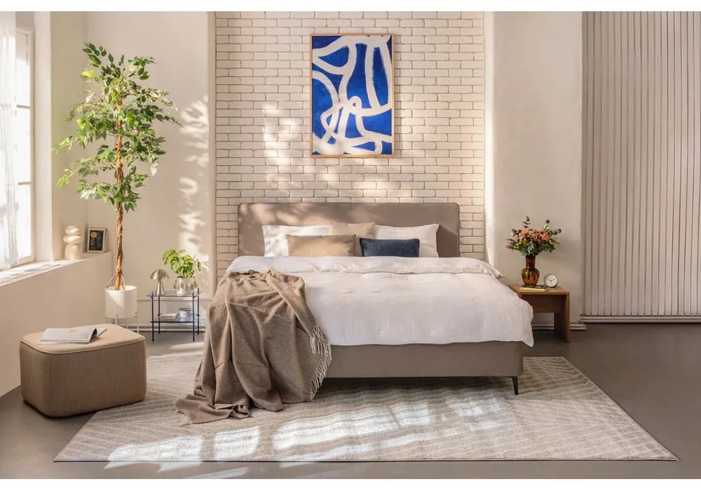 Čalúnená dvojlôžková posteľ taupe s matracom/s roštom 180x200 cm Noira Slim – Bonami Selection