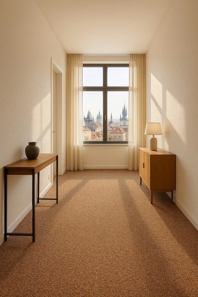 Timzo, Koberec metráž Story 9142, na mieru, šíře 3m,4m,5m, hnedá, filc, chodba / predsieň