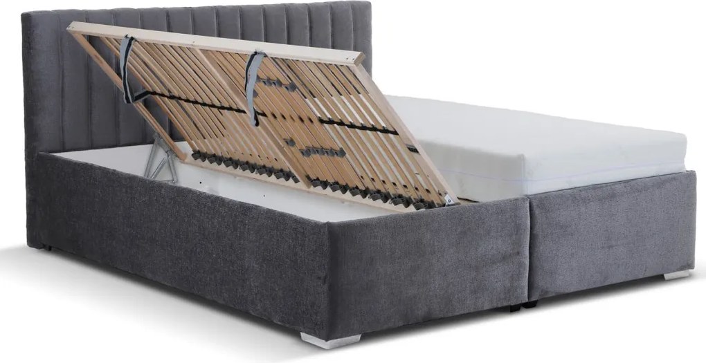 Posteľ Gita 180x200 cm, dymovo šedá látka, bez matracov