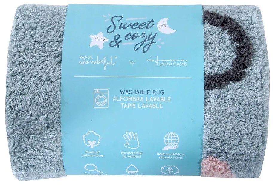 Modrý prateľný ručne tkaný bavlnený detský koberec ø100 cm Big Big World – Lorena Canals