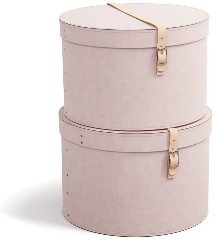 Svetloružové kartónové úložné boxy v súprave 2 ks s vekom/dekoratívne ø 37,5x25 cm Rut Restore Paper Laminate – Bigso