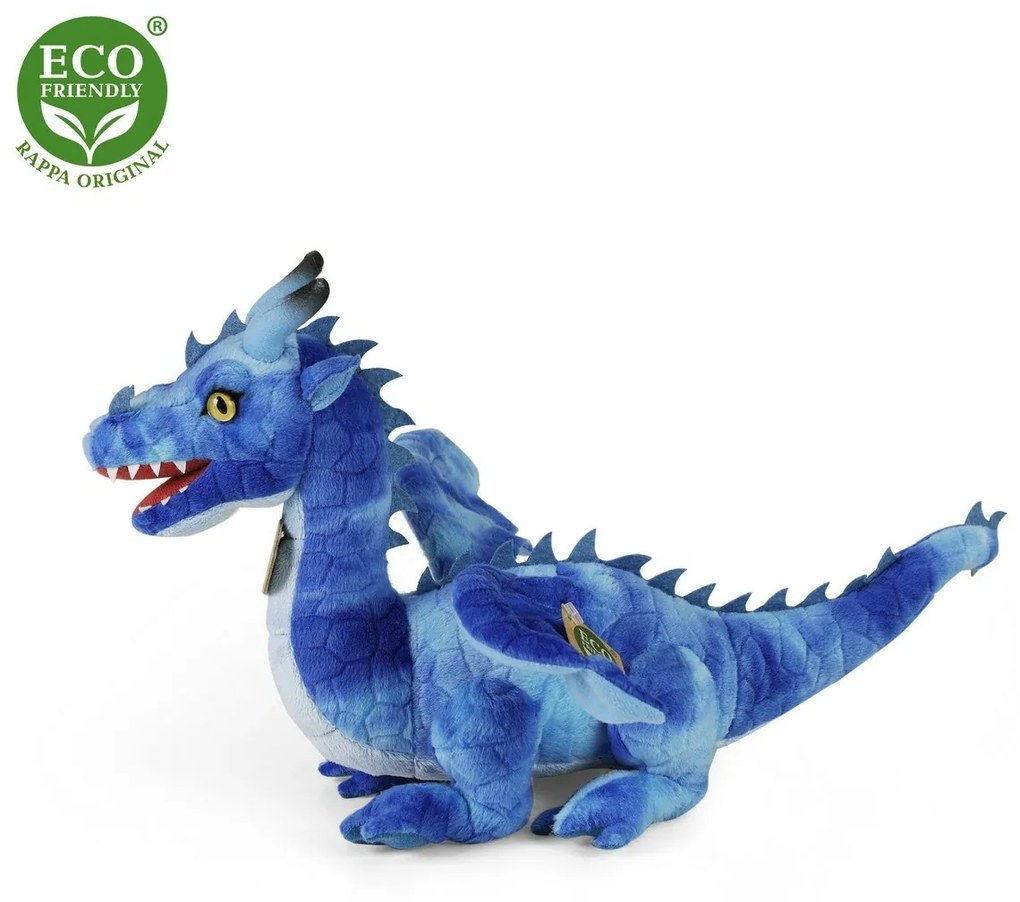 Rappa Plyšový drak modrý, 40 cm ECO-FRIENDLY