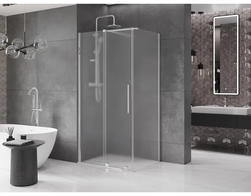 Mexen Velar, sprchový kút s posuvnými dverami 130 x 90 cm, 8mm sklo námraza, chrómová, 871-130-090-31-01