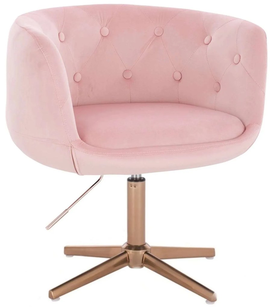 LuxuryForm DESIGN Kreslo MONTANA VELUR na zlatom kríži - ružové