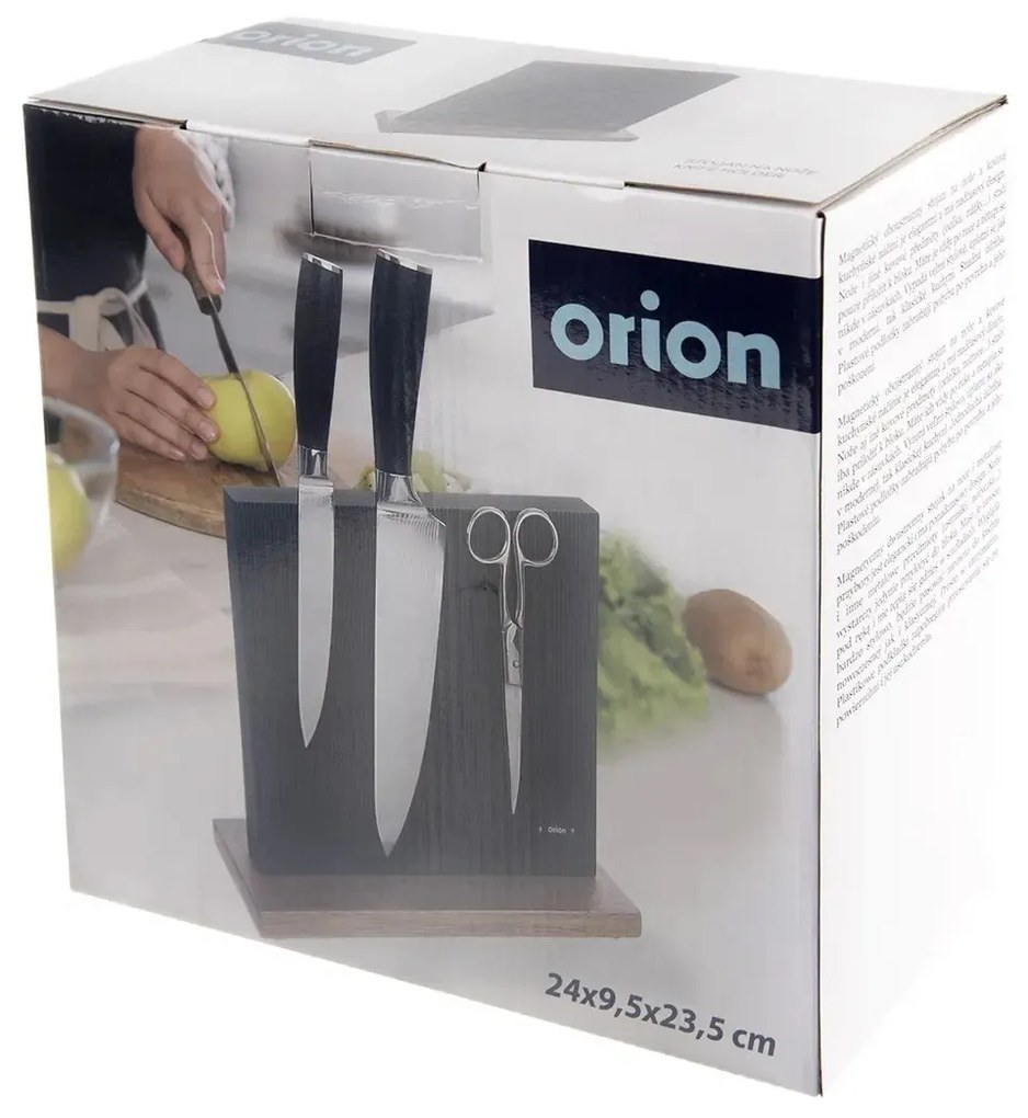 Orion Stojan na nože akácia / TPR, magnetický obojstranný BLACK