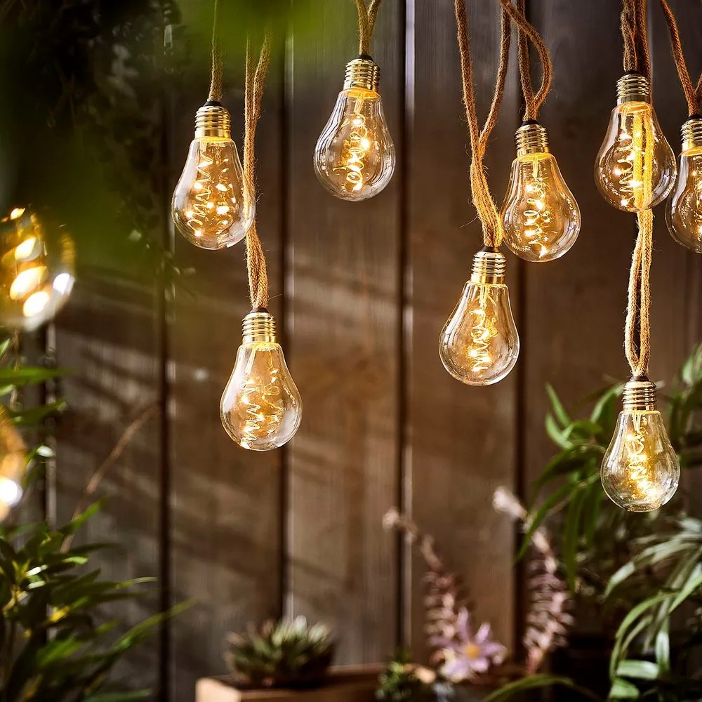 BULB LIGHTS Svetelná reťaz s USB žiarovkami 10 svetiel - prírodná