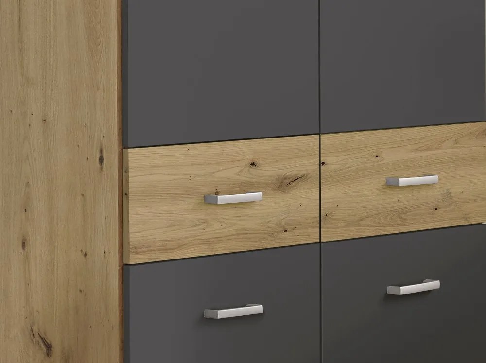 Šatníková skriňa Bremen, 91 cm, dub artisan/tmavo šedá