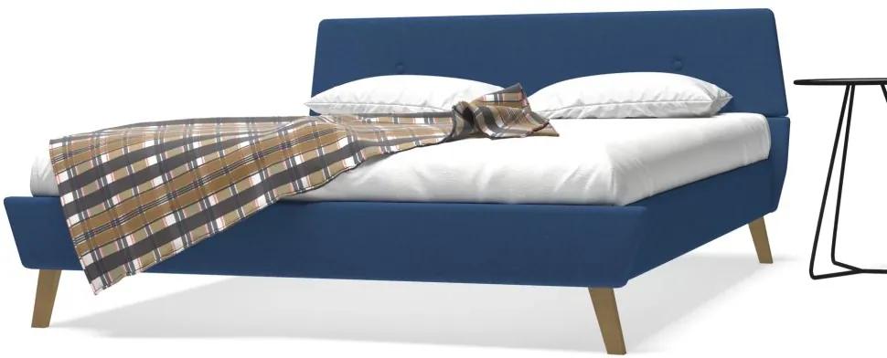 245127 Edco Rám postele s roštom, látkový, 160x200 cm, modrý