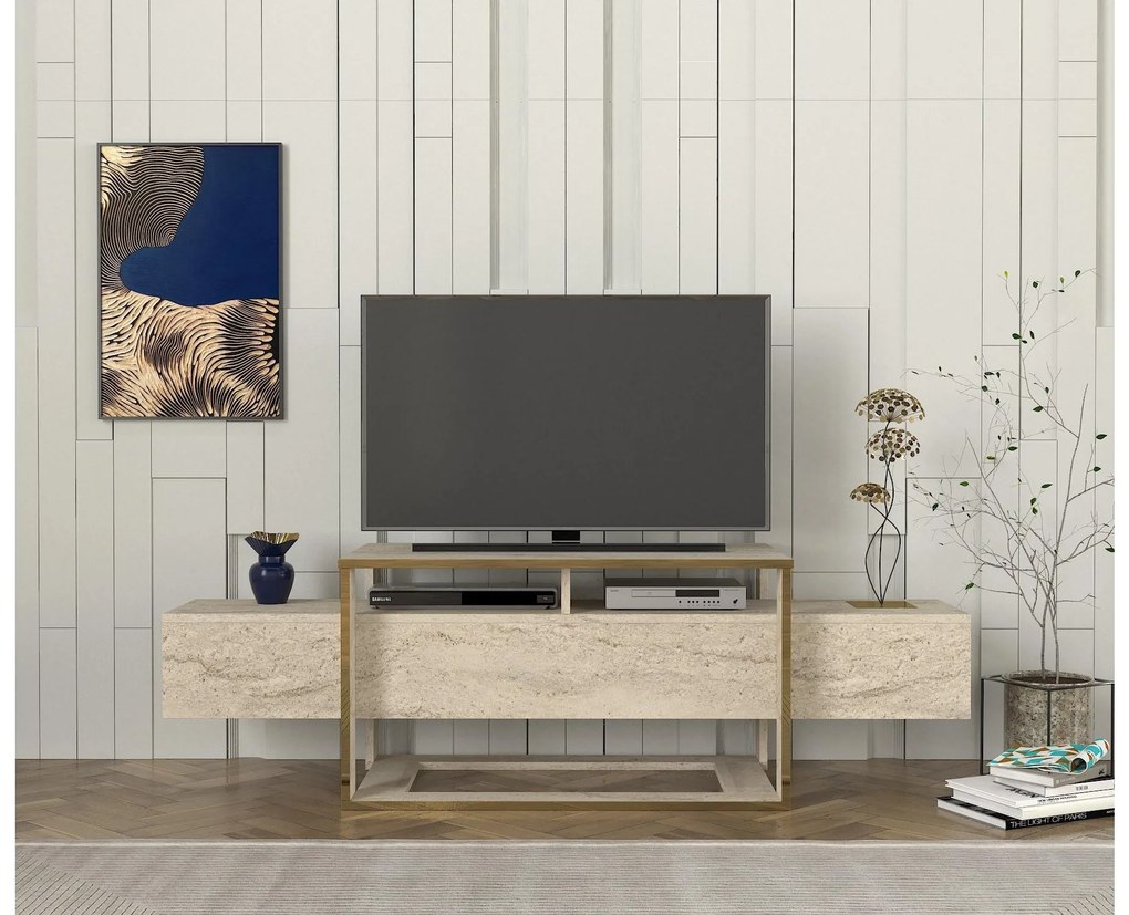 TV stolík/skrinka Biano (travertín). Akcia -19%. Vlastná spoľahlivá doprava až k Vám domov. 1101426
