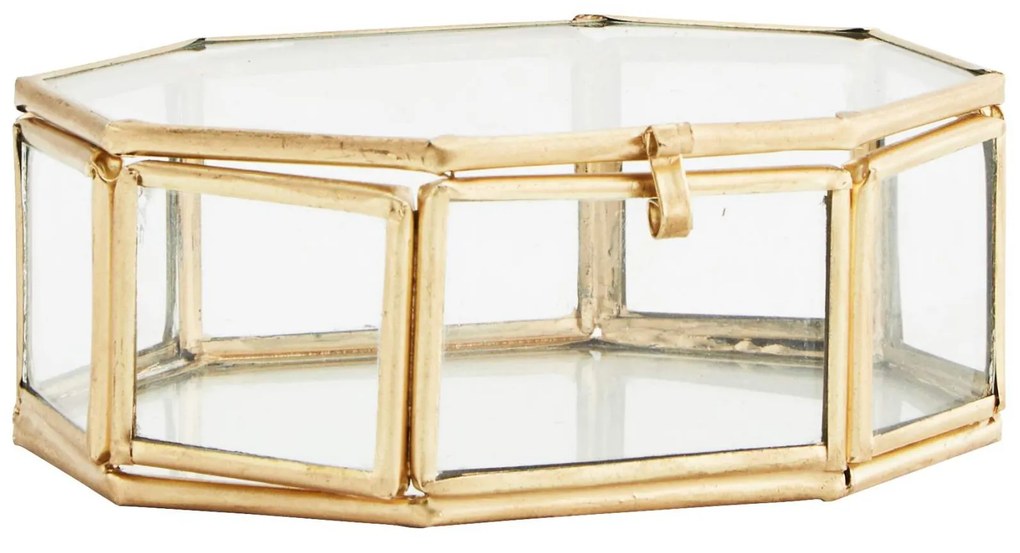 MADAM STOLTZ Sklenený box Clear Octagonal Brass