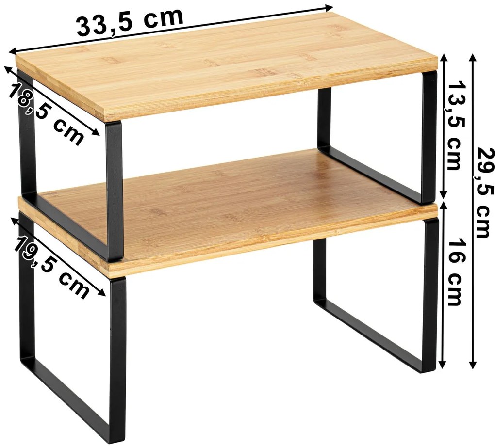 Sada 2 ks kuchyňských polic GINGER černá/hnědá