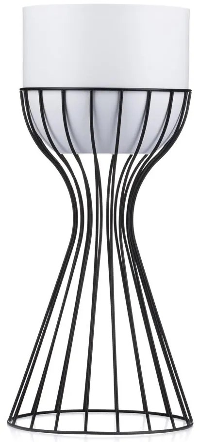 KOVOVÝ KVETINÁČ SO STOJANOM GLAM 46X20 CM BIELA/ČIERNA