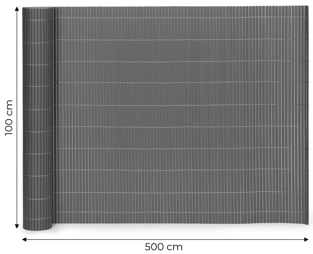MultiGarden Obojstranná bambusová rohož 100x500 cm na balkón terasu plot - antracit MultiGarden