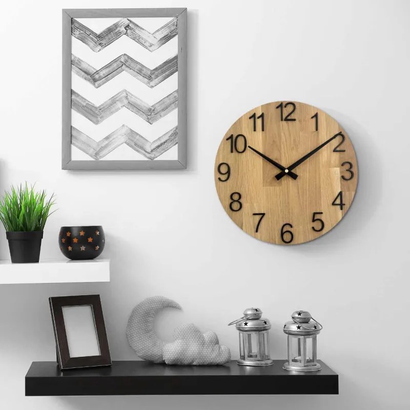 Elegantné nástenné hodiny z masívneho dubu I SENTOP MAS016-OSMO-3071-heads-black
