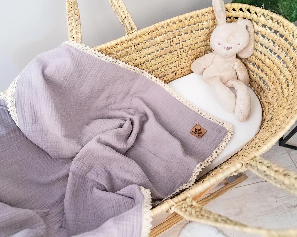 Baby Nellys Luxusná dvojvrstvová mušelínová detská deka, 75 x 100 cm, sivá

 75 x 100