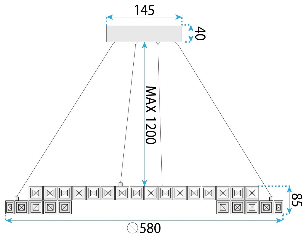 Toolight Toolight, LED stropné osvetlenie 60cm, 45W, 4000K, 2500lm, APP1770-CP, chrómová, OSW-04348