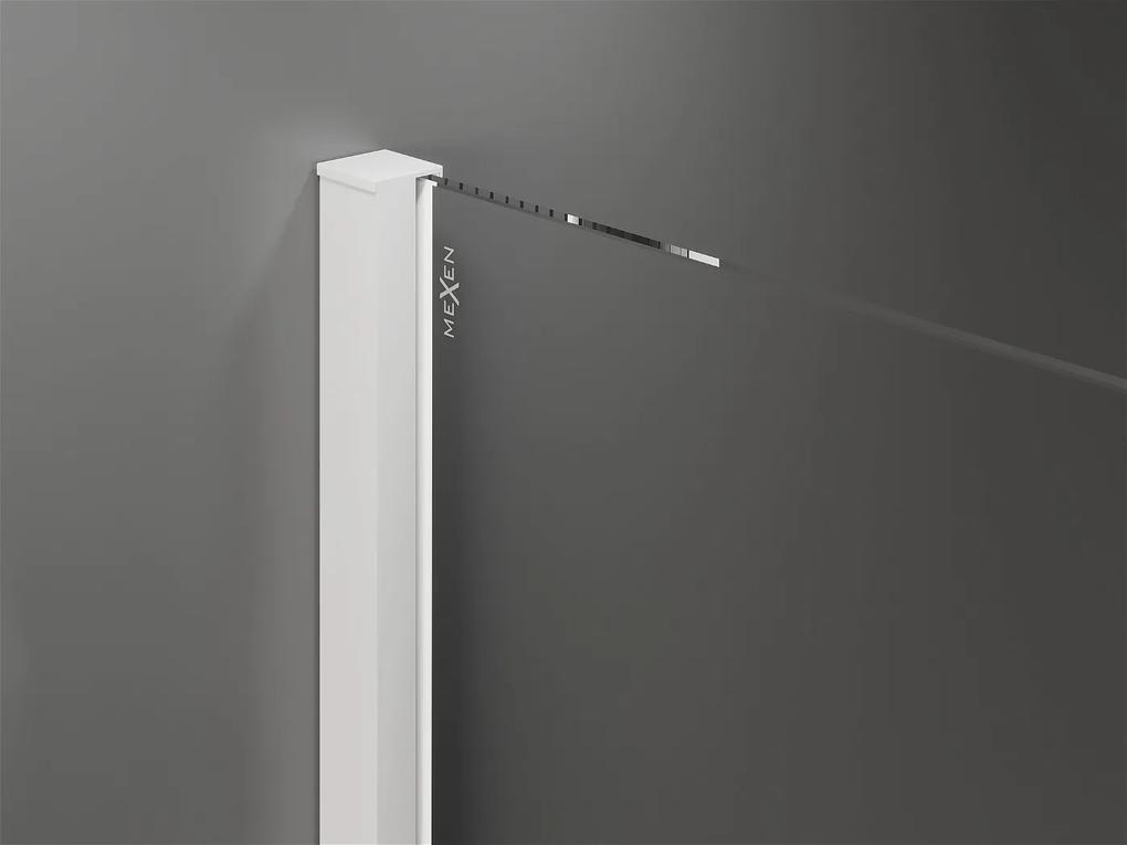 Mexen Velar, sprchový kút s posuvnými dverami 160(dvere) x 85(stena) cm, 8mm číre sklo, biela, 871-160-085-01-20