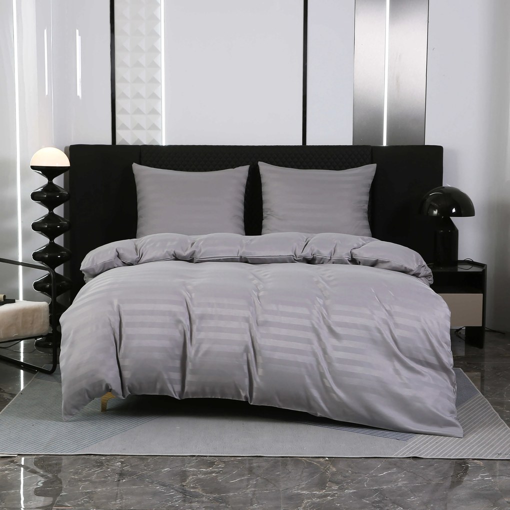 Hotelové obliečky z mikrovlákna JASMINE svetlo sivé - prúžok 2 cm, hotelové vrecko Rozmer obliečky: 2 ks 70 x 90 cm | 200 x 220 cm