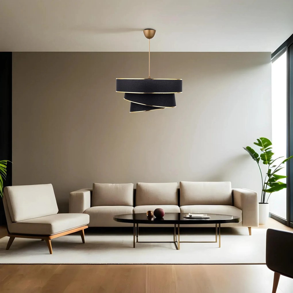 Závesná lampa, Couper - Black, Gold