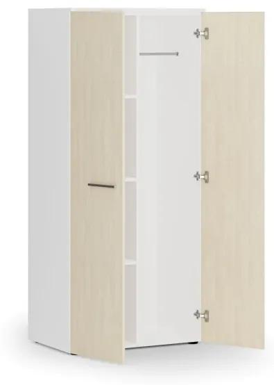 Kancelárska šatníková skriňa PRIMO WHITE, 3 police, šatníková tyč, 1781 x 800 x 500 mm, biela/breza
