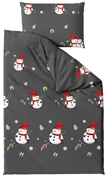 Obliečky z mikrovlákna Biely snehuliak čierne Rozmer obliečky: 70 x 80 cm | 140 x 200 cm