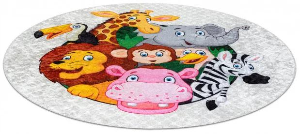 Detský koberec JUNIOR 51595.801 zvieratká / Afrika kruh, sivý