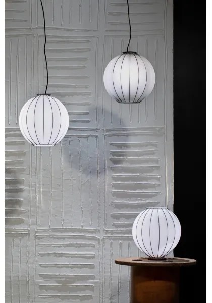 SIRU - Luster na lanku SFERA 1xE27/60W/230V pr. 42 cm čierna/biela benátske sklo