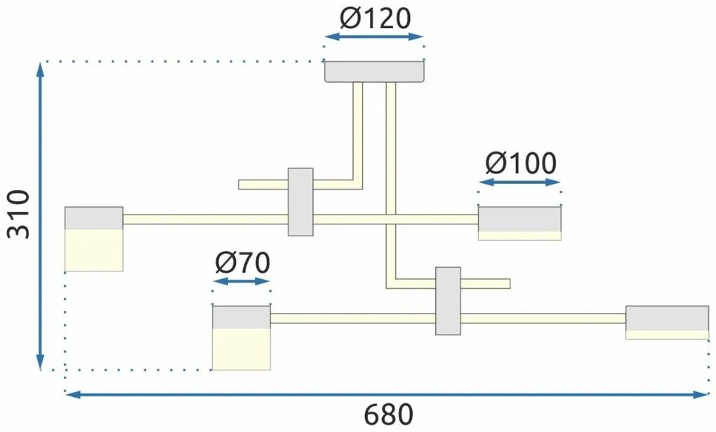 Stropné svietidlo Led APP1001-4C čierno-zlaté