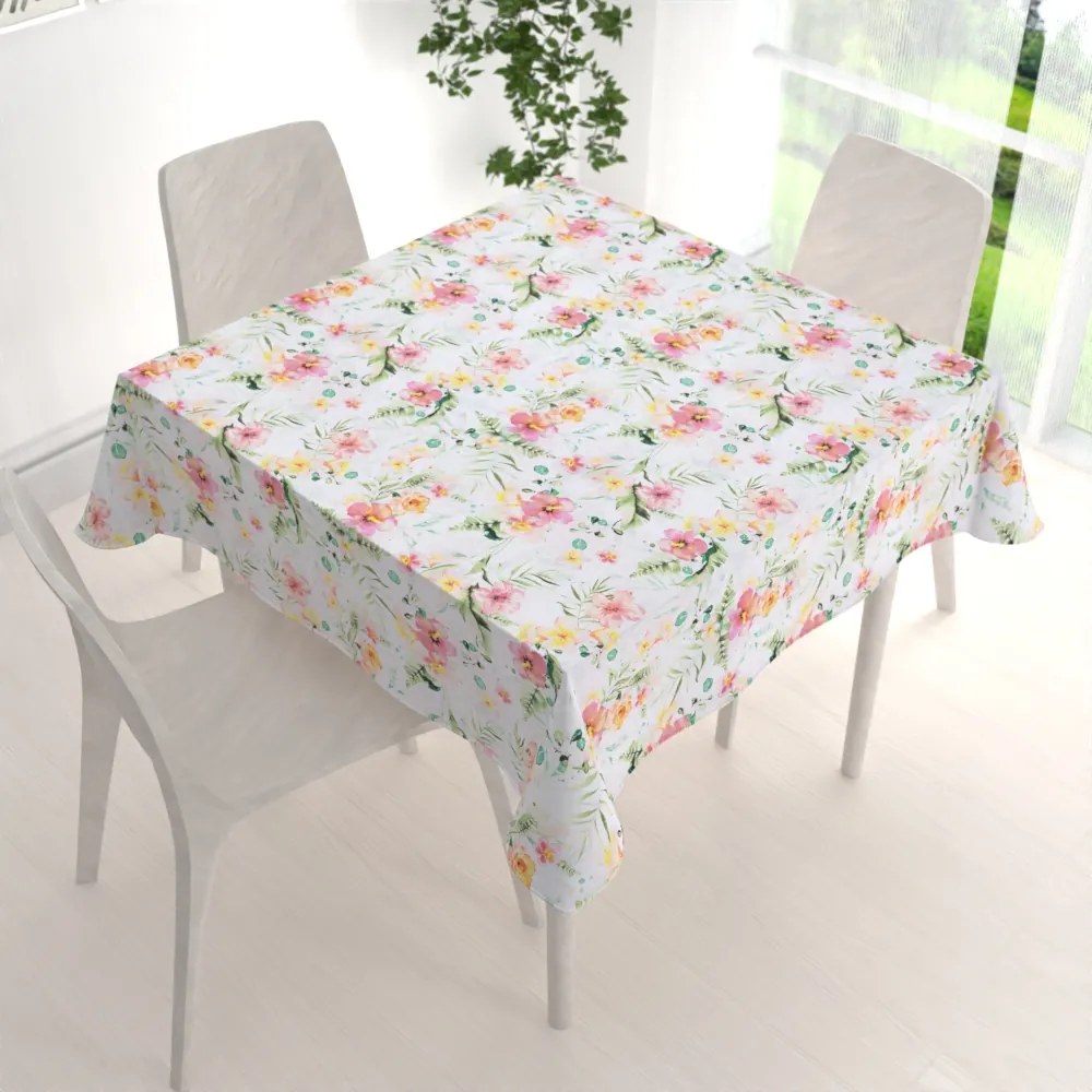 Biante Bavlnený štvorcový obrus Sandra SA-283 Havajské kvety 120x120 cm
