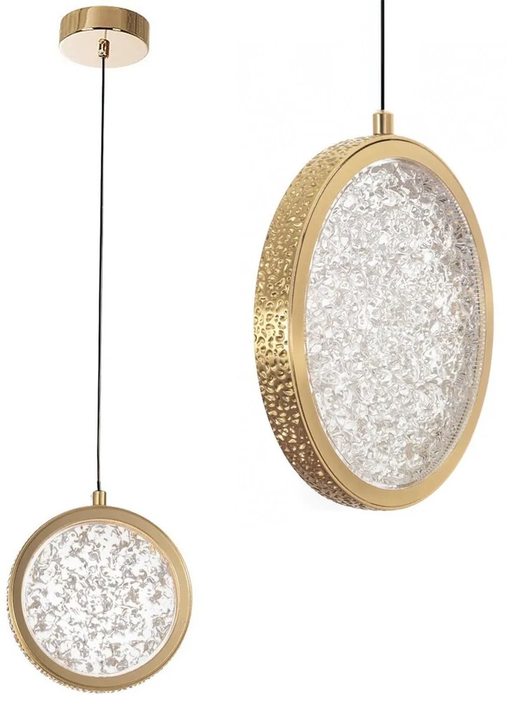 Toolight Toolight, LED krištáľové závesné svietidlo, 7W, 4000K, 500lm, G089-1CP, zlatá, OSW-09706