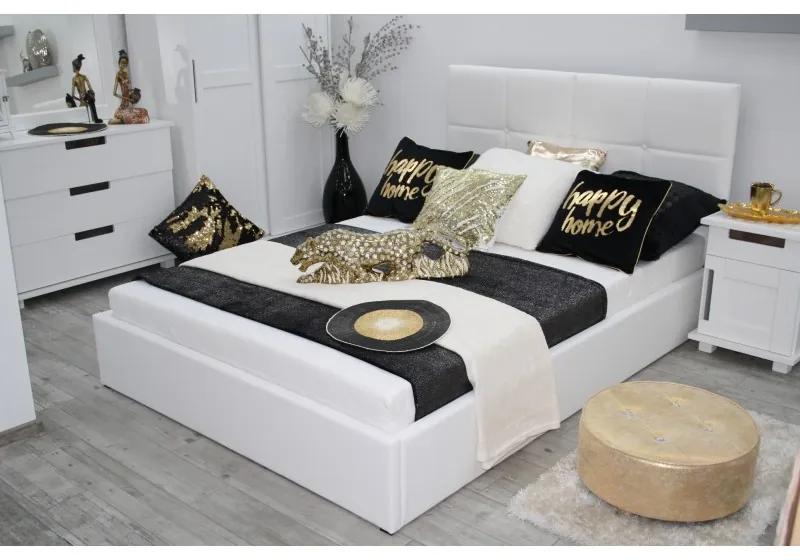 Maxi-Drew Čalúnená manželská posteľ (s matracom) Rozmery: 140x200, Farebné prevedenie: biela