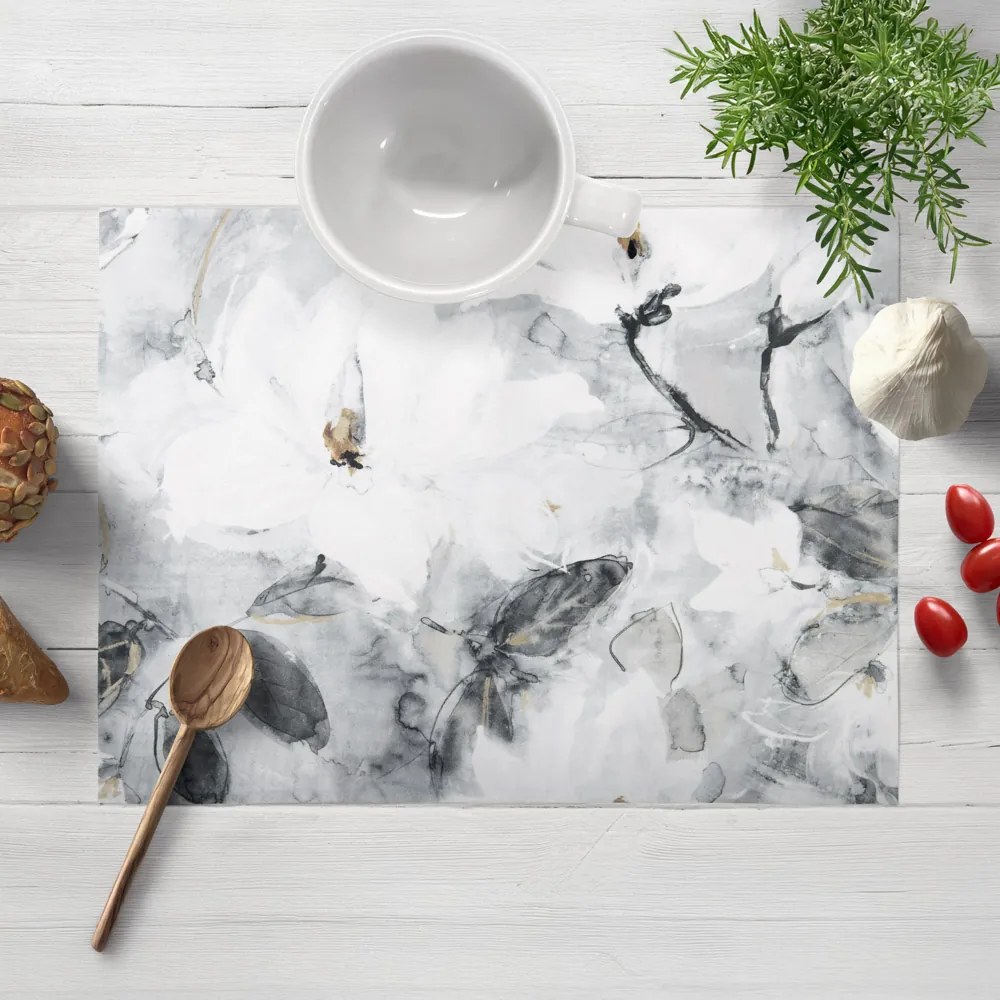 Biante Zamatové prestieranie na stôl Tamara TMR-006 Designové kvety na sivom 30x40 cm