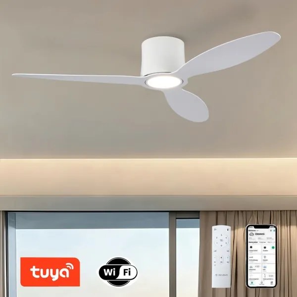 ZEVENTI - LED Stropný ventilátor VENTORA LED/24W/230V Wi-Fi Tuya biely + diaľkový ovládač
