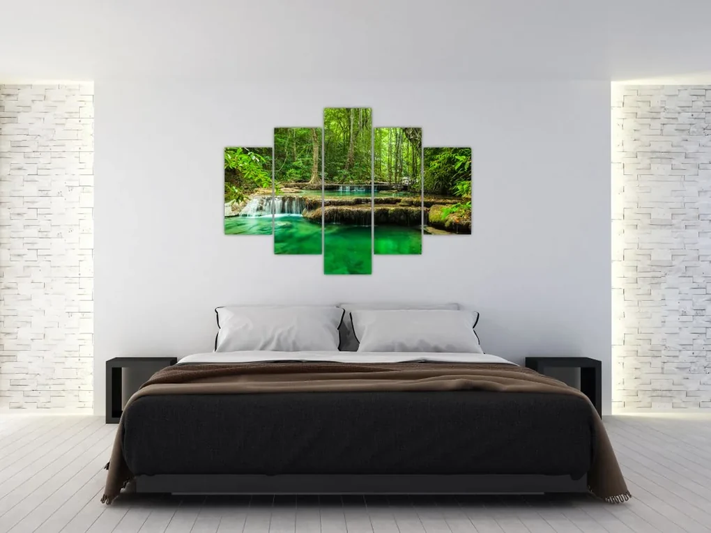 Obraz - Zelený vodopád (150x105 cm)