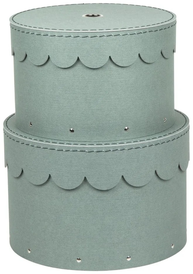Zelenomodré kartónové úložné boxy v súprave 2 ks s vekom ø 26x17,5 cm Wilma Canvas Paper Laminate – Bigso