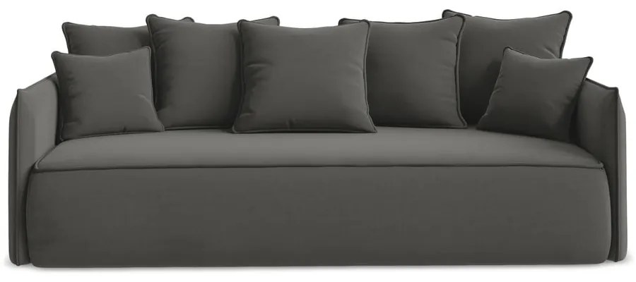 Tmavosivá zamatová rozkladacia/s úložným priestorom pohovka 225 cm Hula – Makamii