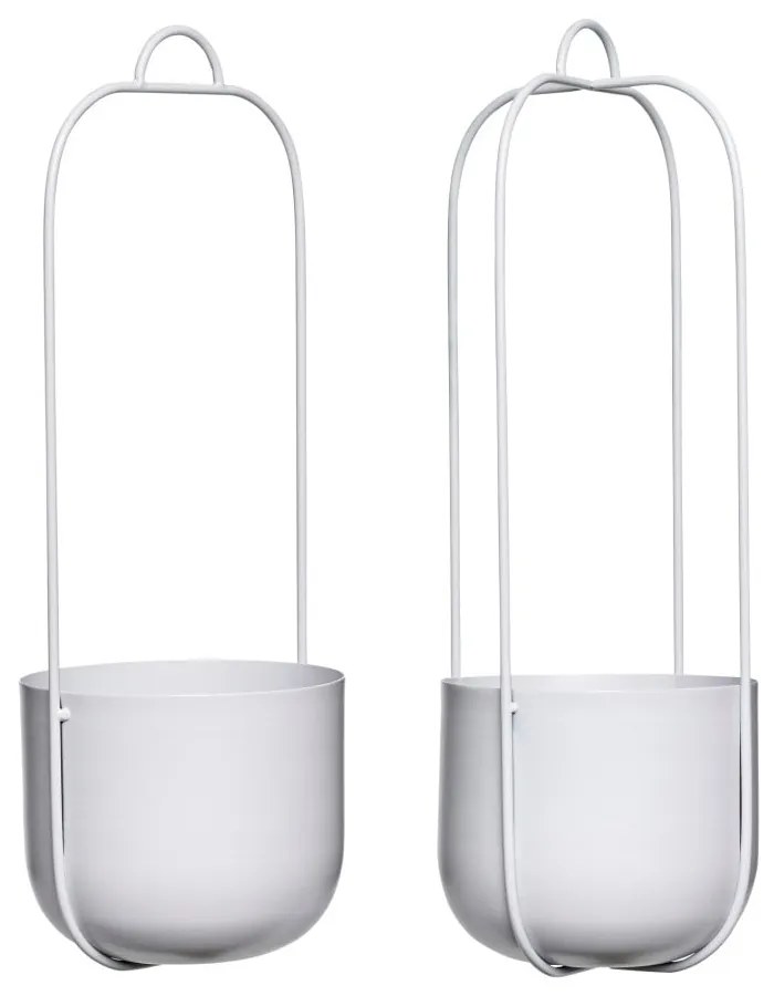 Súprava 2 svetlosivých závesných železných kvetináčov Hübsch Juro