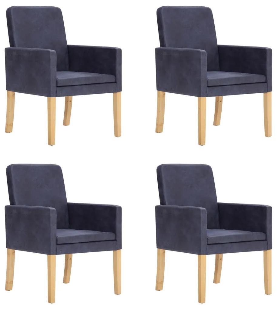 vidaXL Jedálenské stoličky 4 ks, sivé, umelý semiš