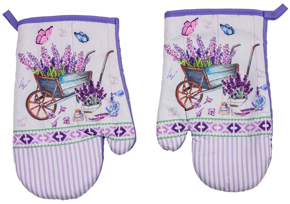 Sada 2 fialových chňapiek s magnetom LAVENDER