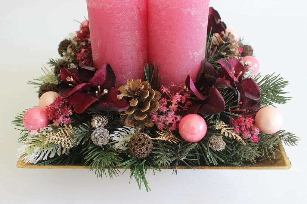 Ružovo zlatý adventný svietnik na stôl 30cm